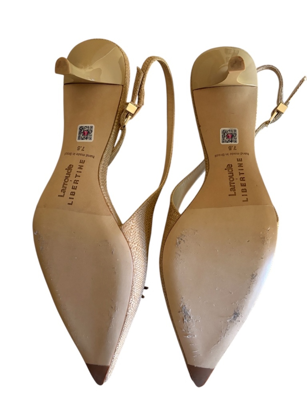 Larroude x Libertine Eye Pump Beige Rafia Kitten Heel Sandal - Picture 10 of 10